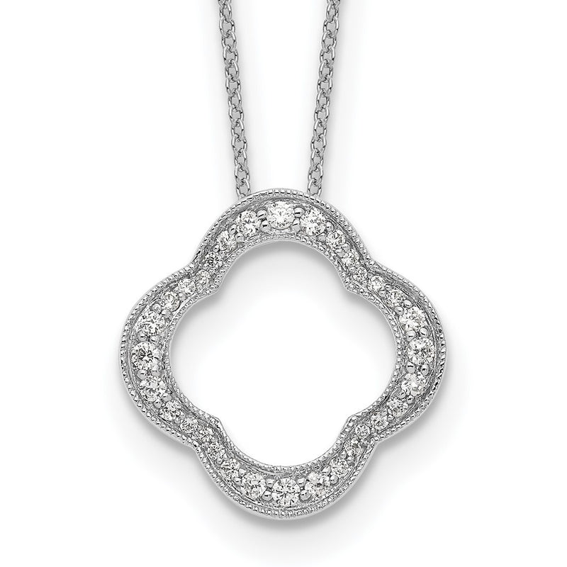 14K White Gold True Origin 3/8 Carat Lab Grown Diamond Vs Def 18 Inch Quatrefoil Floral Necklace