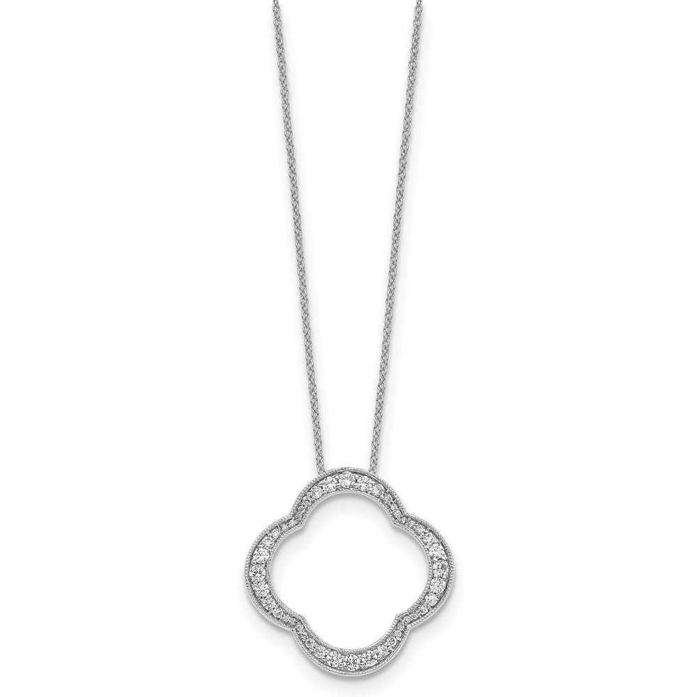 14k White Gold Real Diamond Quatrefoil Pendant