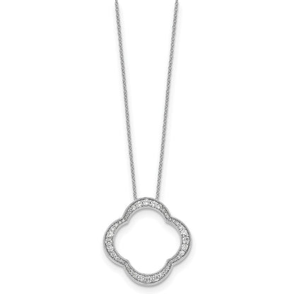 14k White Gold Real Diamond Quatrefoil Pendant