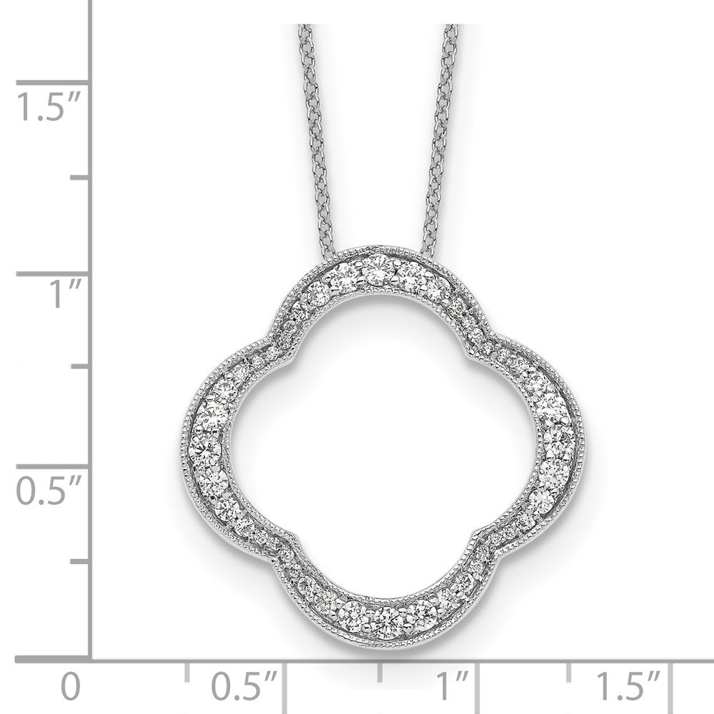 14k White Gold Real Diamond Quatrefoil Pendant