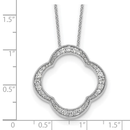 14k White Gold Real Diamond Quatrefoil Pendant
