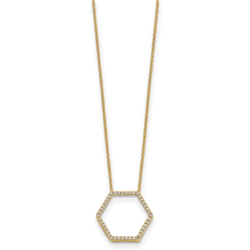14K Yellow Gold True Origin 1/4 Carat Lab Grown Diamond Vs Def 18 Inch Hexagon Necklace