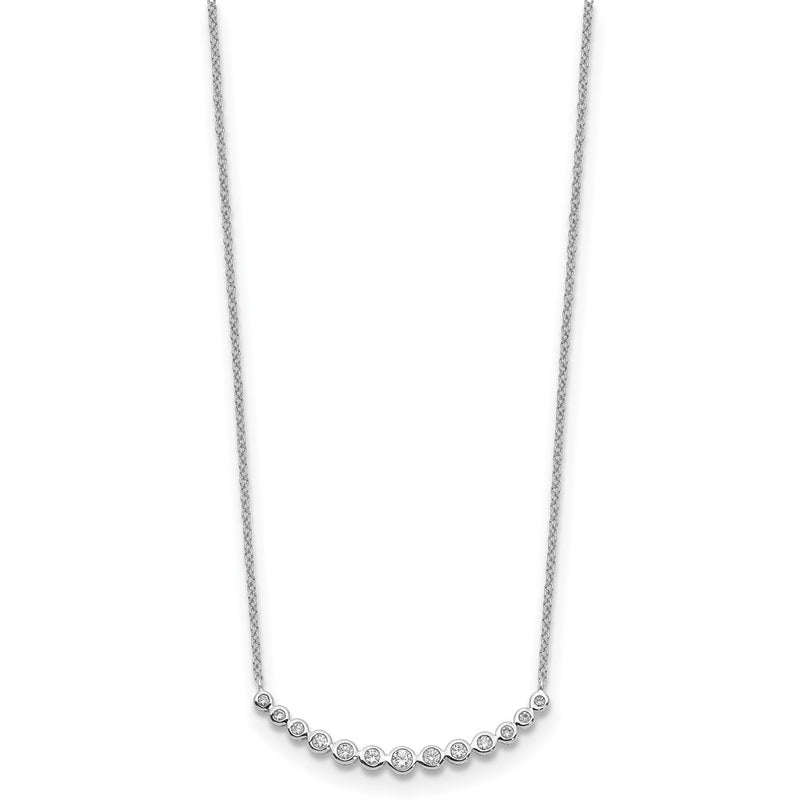 14K White Gold True Origin 1/4 Carat Lab Grown Diamond Vs D E F 18 Inch Graduated Curved Bar Necklace