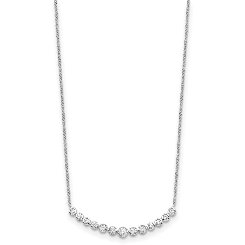 14K White Gold True Origin 1/2 Carat Lab Grown Diamond Vs D E F 18 Inch Graduated Curved Bar Necklace