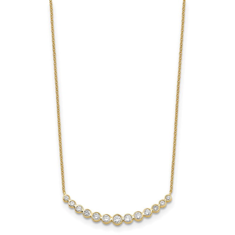 14K Yellow Gold True Origin 3/4 Carat Lab Grown Diamond Vs D E F 18 Inch Graduated Curved Bar Necklace