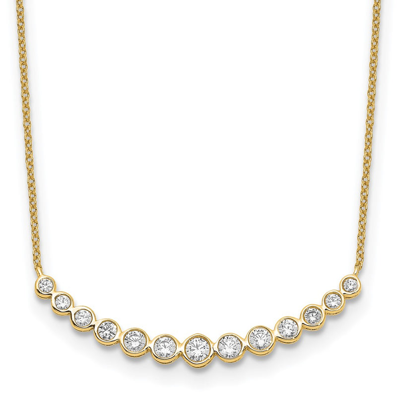 14K Yellow Gold True Origin 3/4 Carat Lab Grown Diamond Vs D E F 18 Inch Graduated Curved Bar Necklace