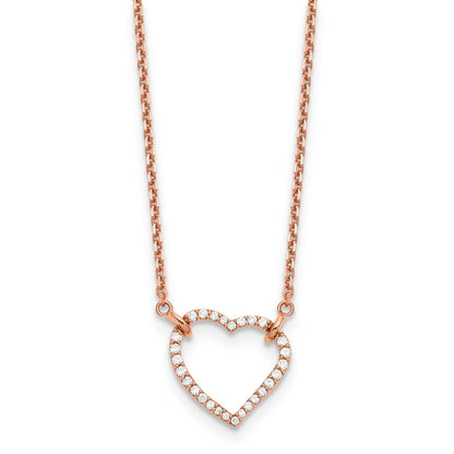 14k Rose Gold 1/5 Ct. Lab Grown Diamond VS/SI+ G+ 18 inch Heart Necklace