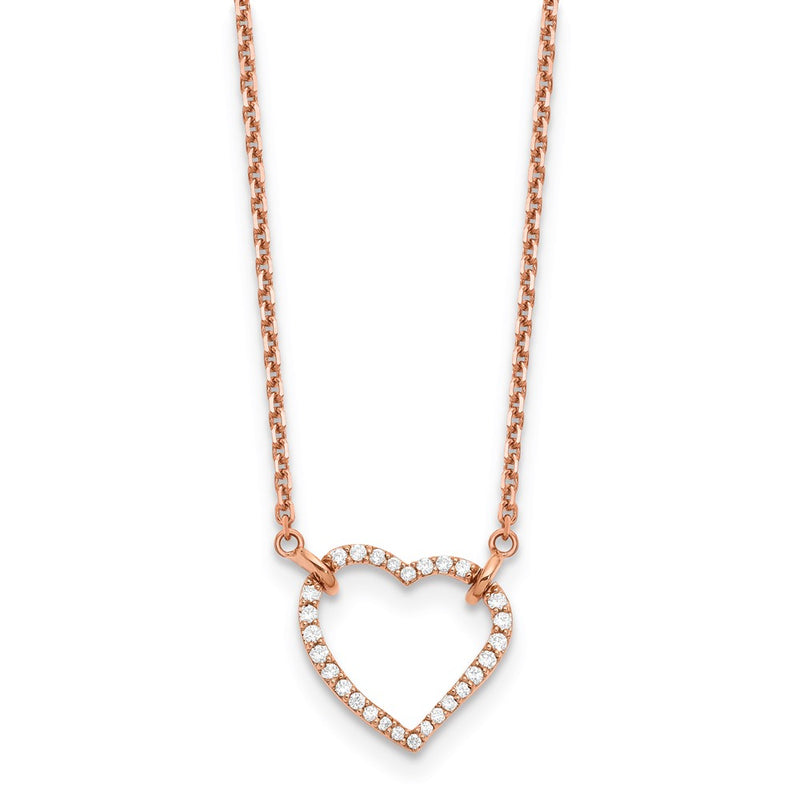 14k Rose Gold 1/5 Ct. Lab Grown Diamond VS/SI+ G+ 18 inch Heart Necklace
