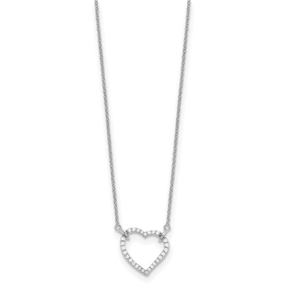 14k White Gold Real Diamond Heart Pendant Necklace