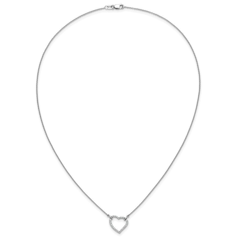 14k White Gold Real Diamond Heart Pendant Necklace