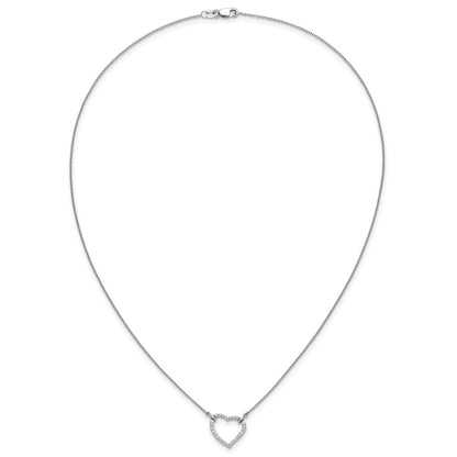 14k White Gold Real Diamond Heart Pendant Necklace