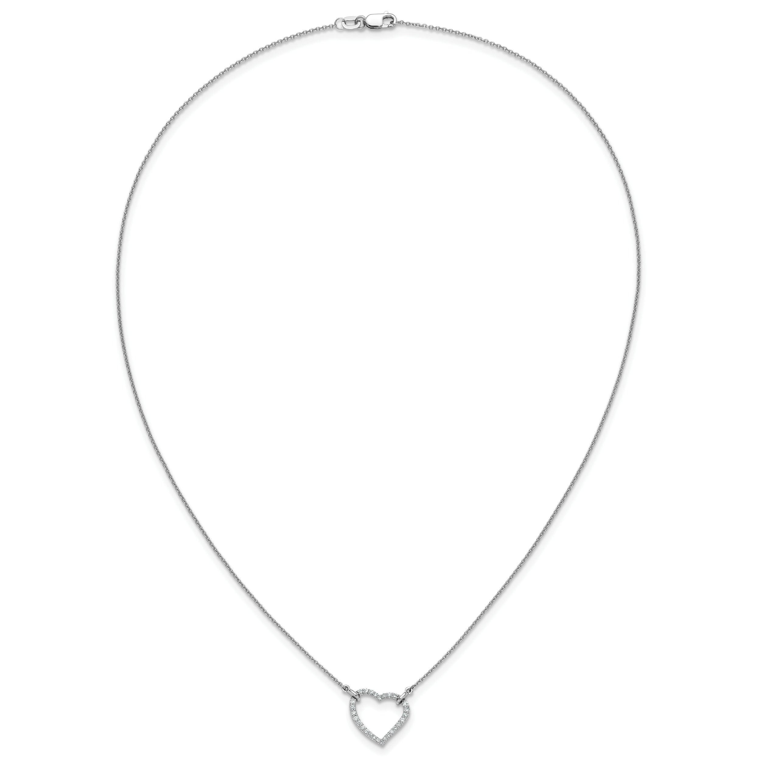 14k White Gold Real Diamond Heart Pendant Necklace
