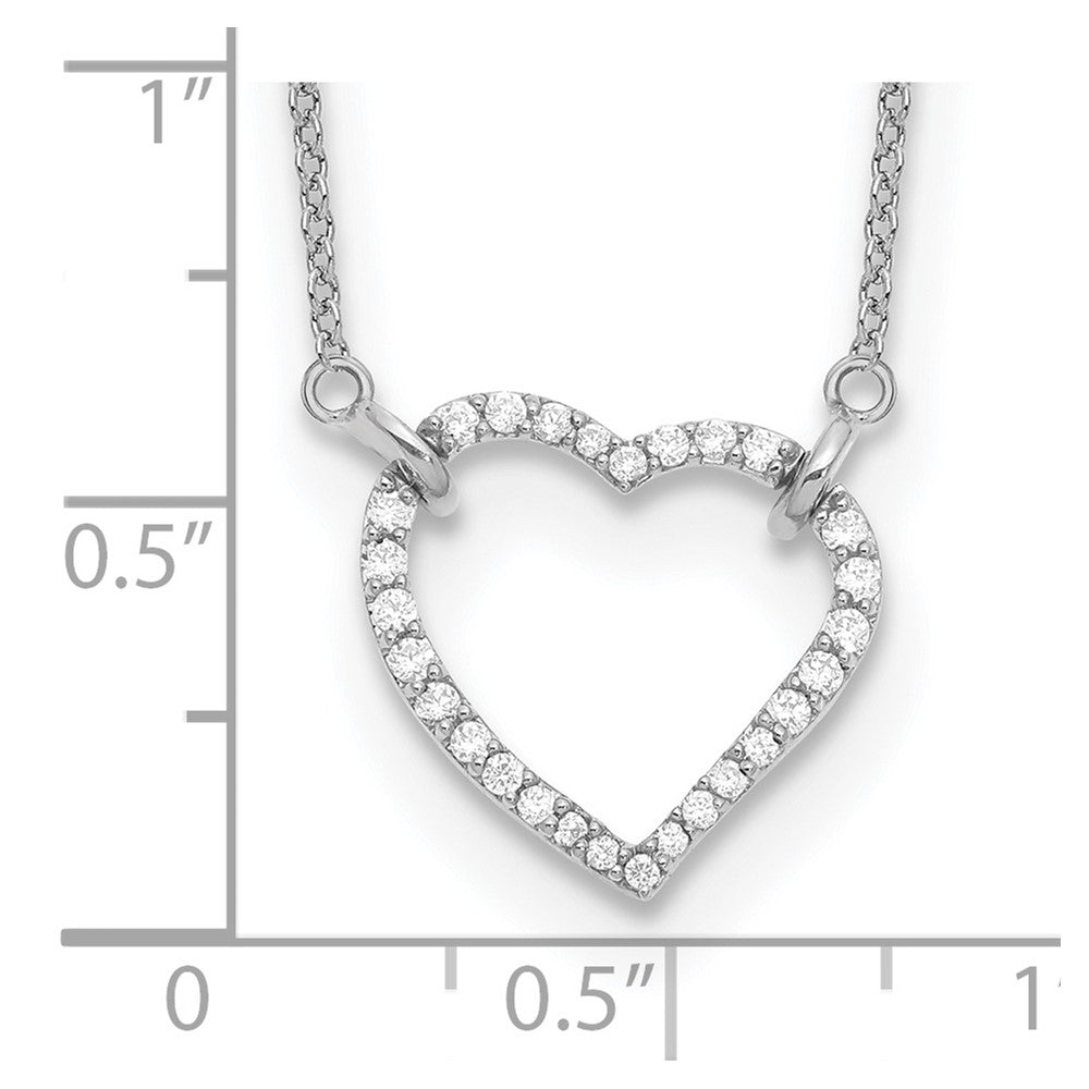 14k White Gold Real Diamond Heart Pendant Necklace