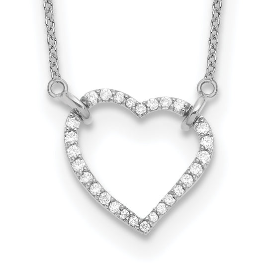 14k White Gold Real Diamond Heart Pendant Necklace