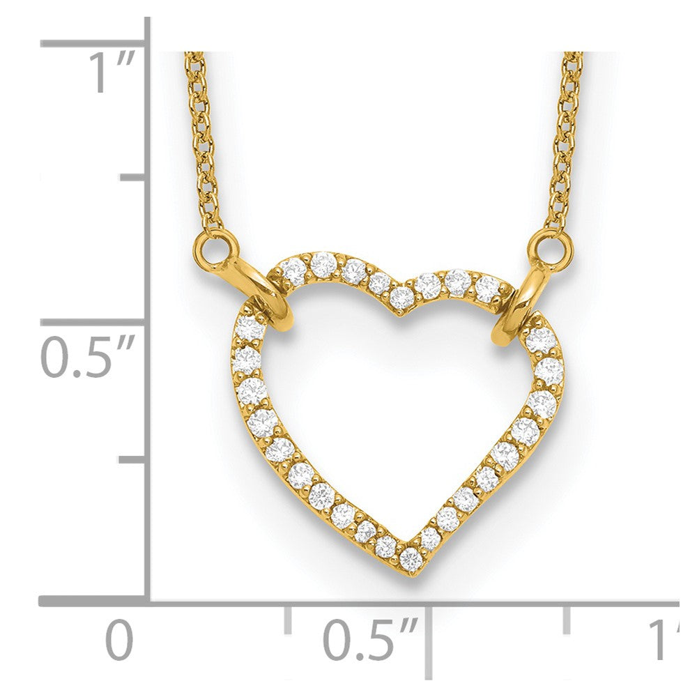 14k Yellow Gold 1/5 Ct. Lab Grown Diamond VS/SI+ G+ 18 inch Heart Necklace
