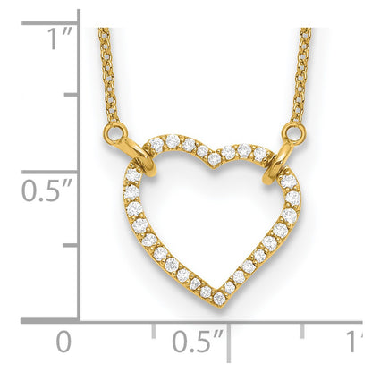 14k Yellow Gold 1/5 Ct. Lab Grown Diamond VS/SI+ G+ 18 inch Heart Necklace