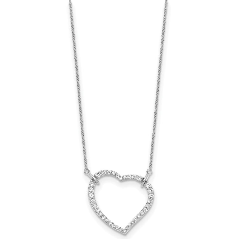 14k White Gold Real Diamond Heart Pendant Necklace