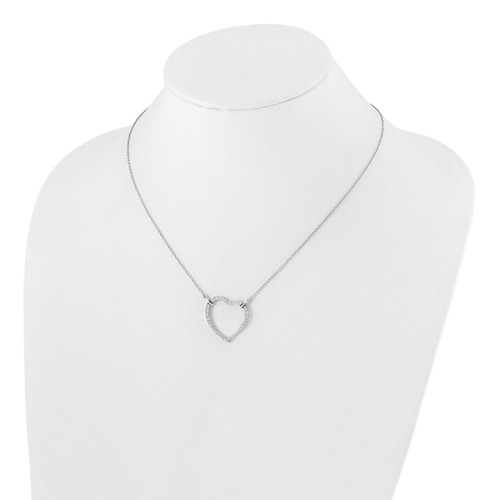 14k White Gold Real Diamond Heart Pendant Necklace