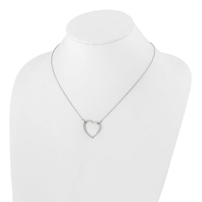 14k White Gold Real Diamond Heart Pendant Necklace