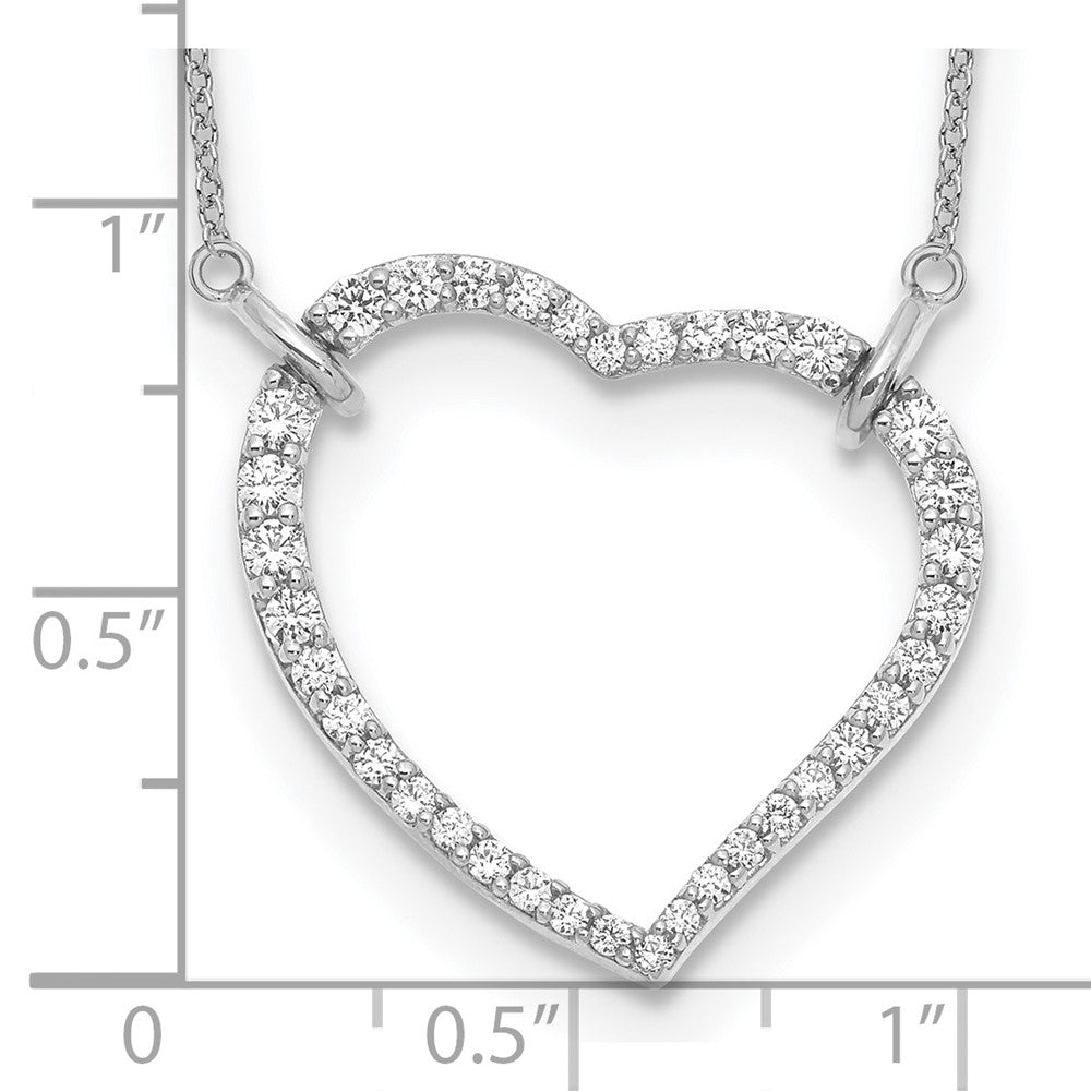 14k White Gold Real Diamond Heart Pendant Necklace