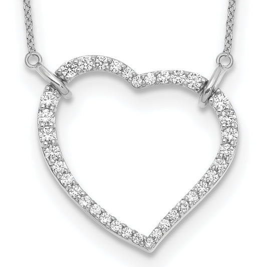14k White Gold Real Diamond Heart Pendant Necklace