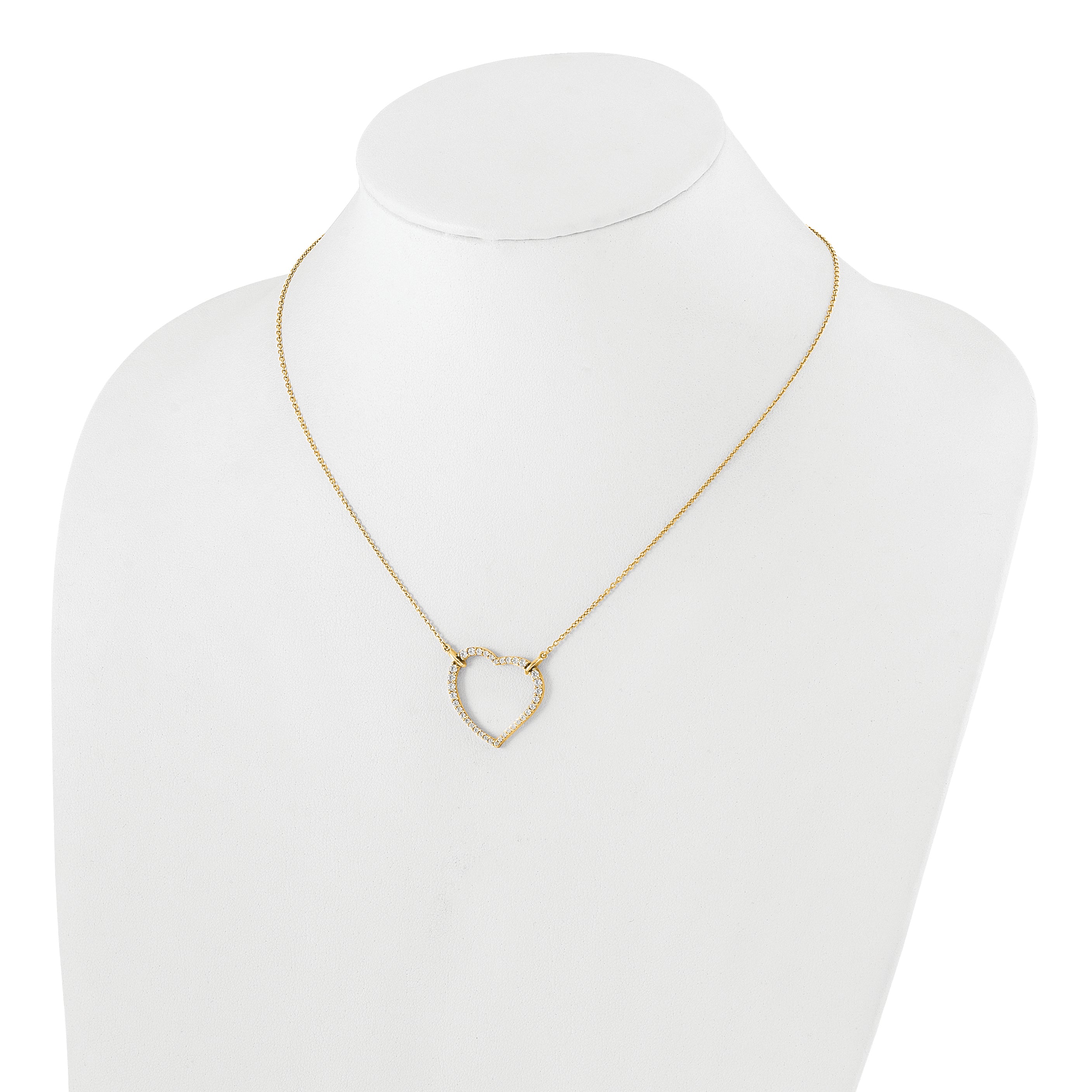 14K Yellow Gold True Origin 3/4 Carat Lab Grown Diamond Vs Def 18 Inch Open Heart Pendant Necklace