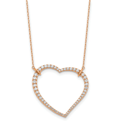 14K Rose Gold True Origin 1 3/4 Carat Lab Grown Diamond Vs/Si D E F Open Heart 18 Inch Necklace