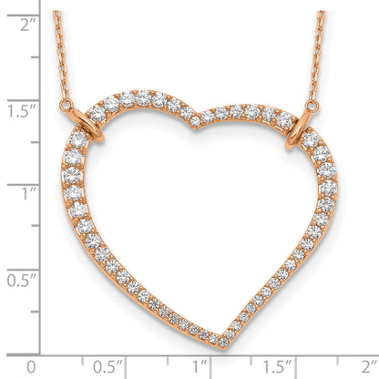 14K Rose Gold True Origin 1 3/4 Carat Lab Grown Diamond Vs/Si D E F Open Heart 18 Inch Necklace