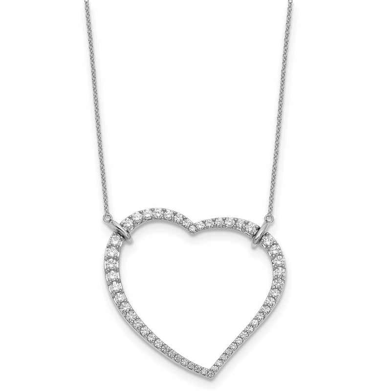 14k White Gold Real Diamond Heart Pendant Necklace