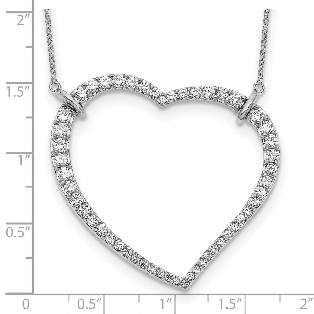 14k White Gold Real Diamond Heart Pendant Necklace