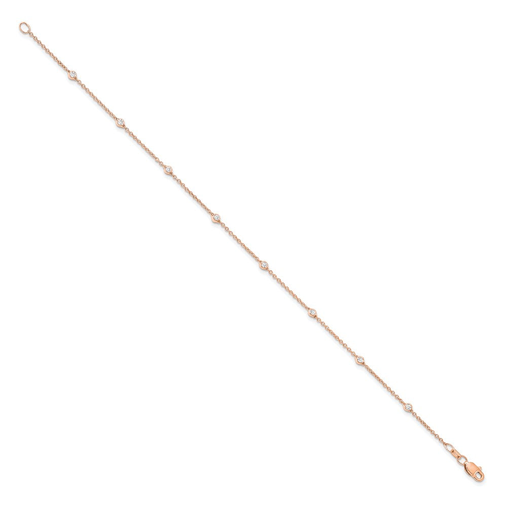 14K Rose Gold True Origin 1/6 Carat Lab Grown Diamond Vs+ F+ Seven Station 7 Inch Bracelet