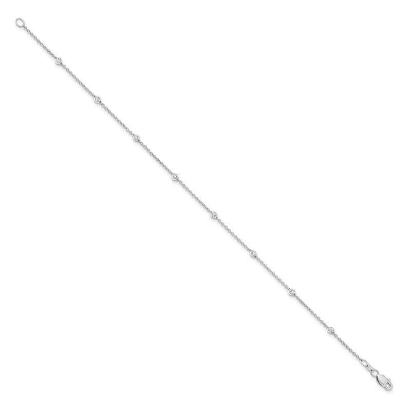 14K White Gold True Origin 1/6 Carat Lab Grown Diamond Vs+ F+ Seven Station 7 Inch Bracelet