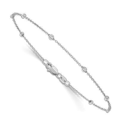 14K White Gold True Origin 1/6 Carat Lab Grown Diamond Vs+ F+ Seven Station 7 Inch Bracelet