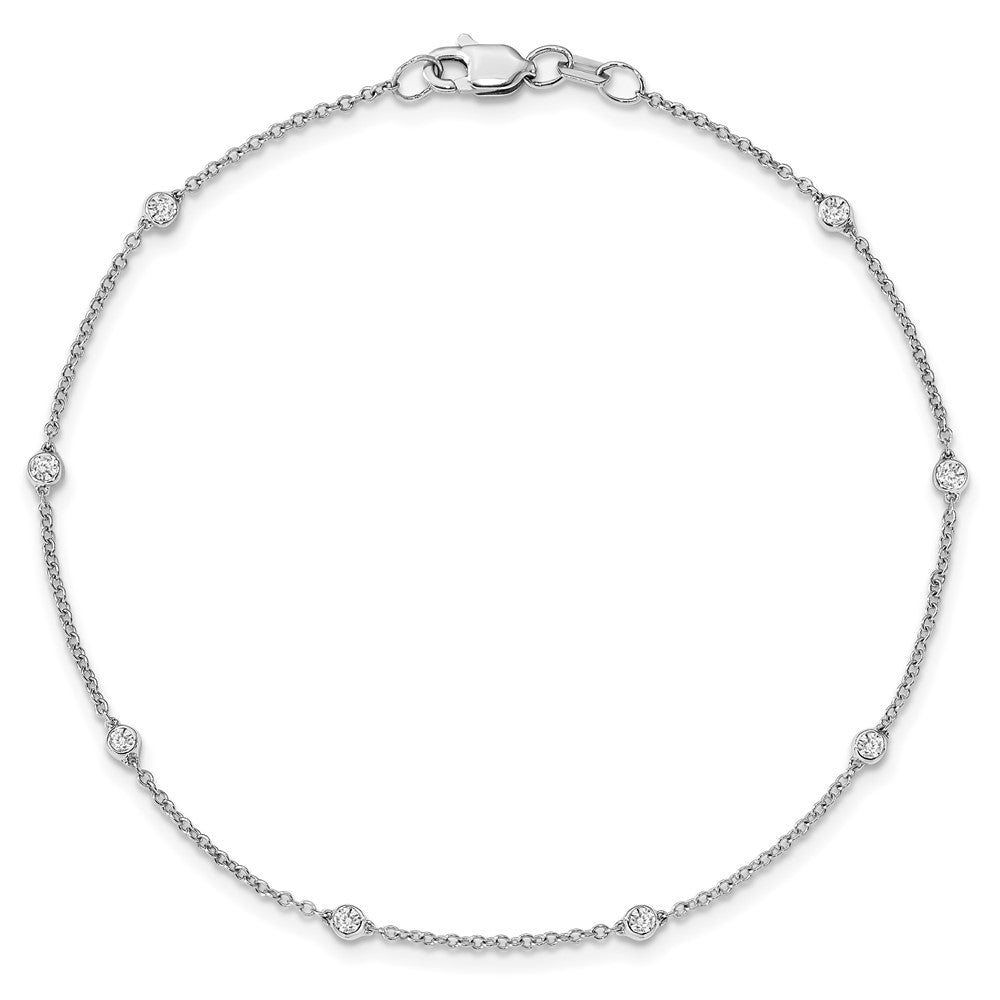 14K White Gold True Origin 1/6 Carat Lab Grown Diamond Vs+ F+ Seven Station 7 Inch Bracelet