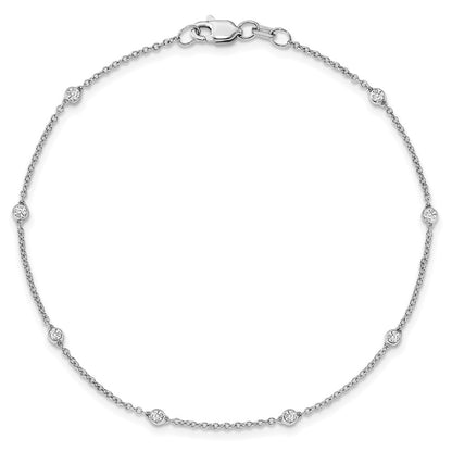 14K White Gold True Origin 1/6 Carat Lab Grown Diamond Vs+ F+ Seven Station 7 Inch Bracelet