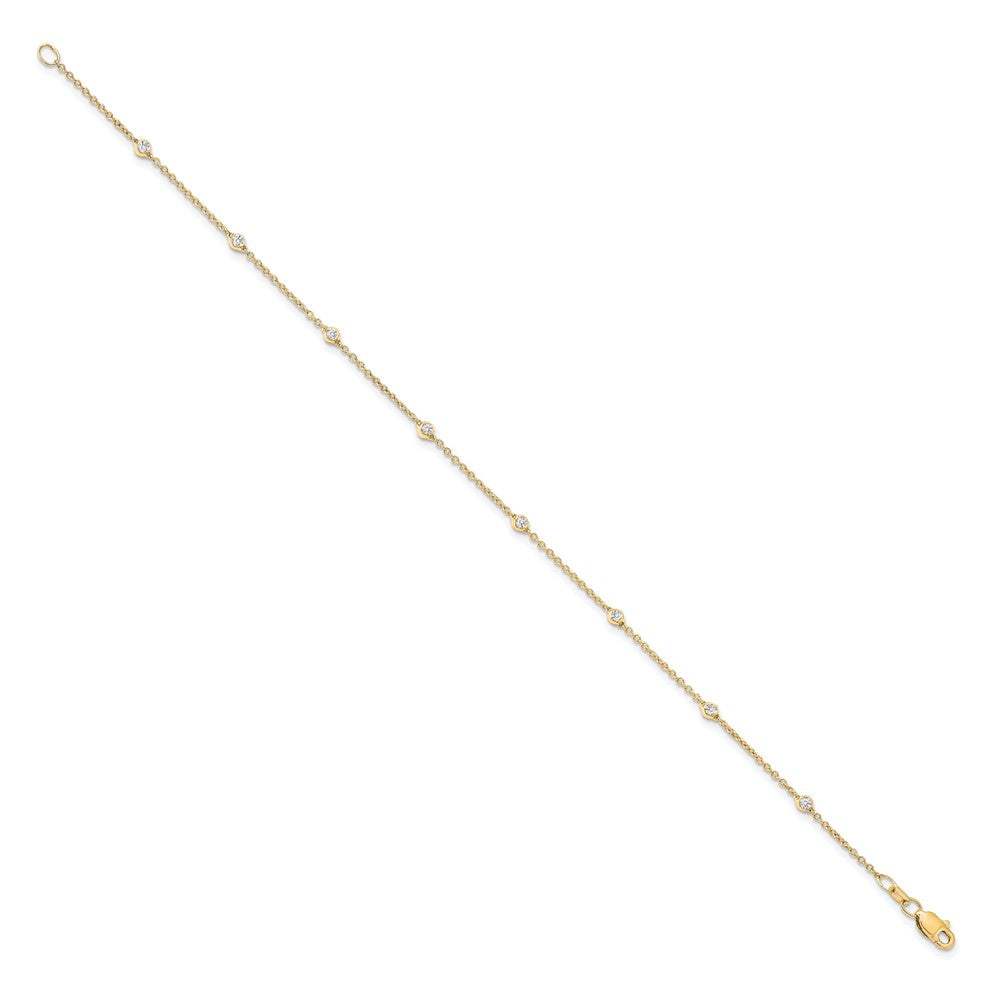 14K Yellow Gold True Origin 1/6 Carat Lab Grown Diamond Vs+ F+ Seven Station 7 Inch Bracelet