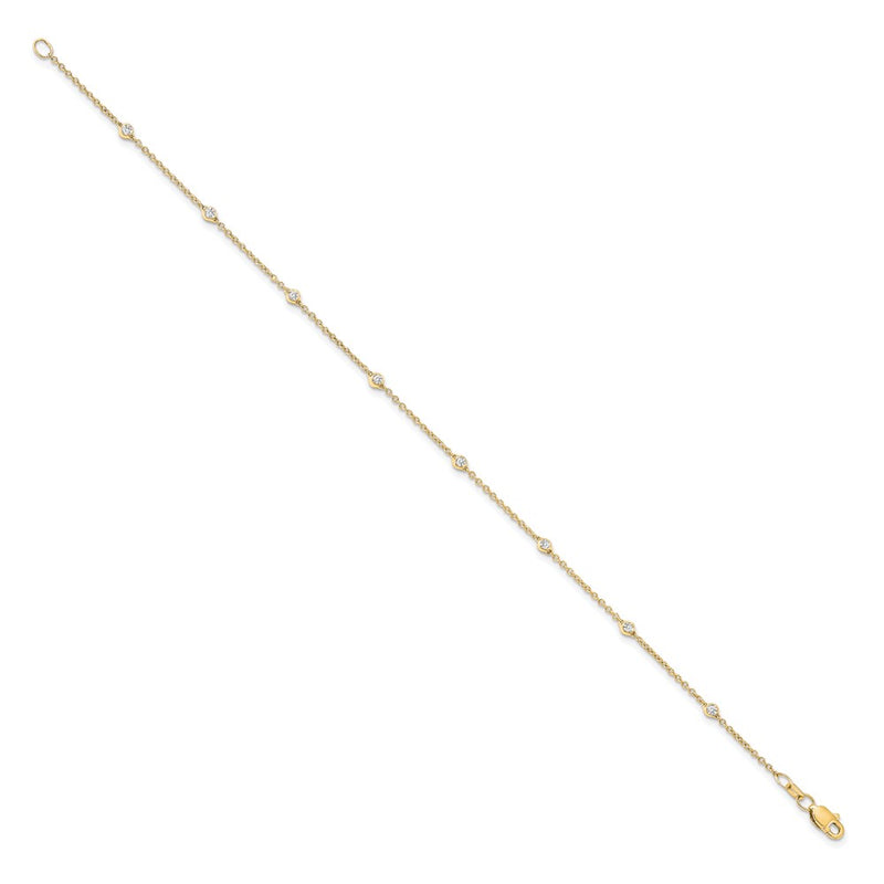 14K Yellow Gold True Origin 1/6 Carat Lab Grown Diamond Vs+ F+ Seven Station 7 Inch Bracelet