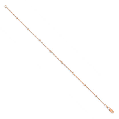 14K Rose Gold True Origin 1/6 Carat Lab Grown Diamond Vs+ F+ Eight Station 8 Inch Bracelet