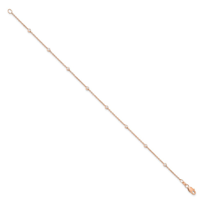 14K Rose Gold True Origin 1/6 Carat Lab Grown Diamond Vs+ F+ Eight Station 8 Inch Bracelet