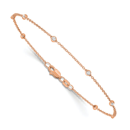 14K Rose Gold True Origin 1/6 Carat Lab Grown Diamond Vs+ F+ Eight Station 8 Inch Bracelet