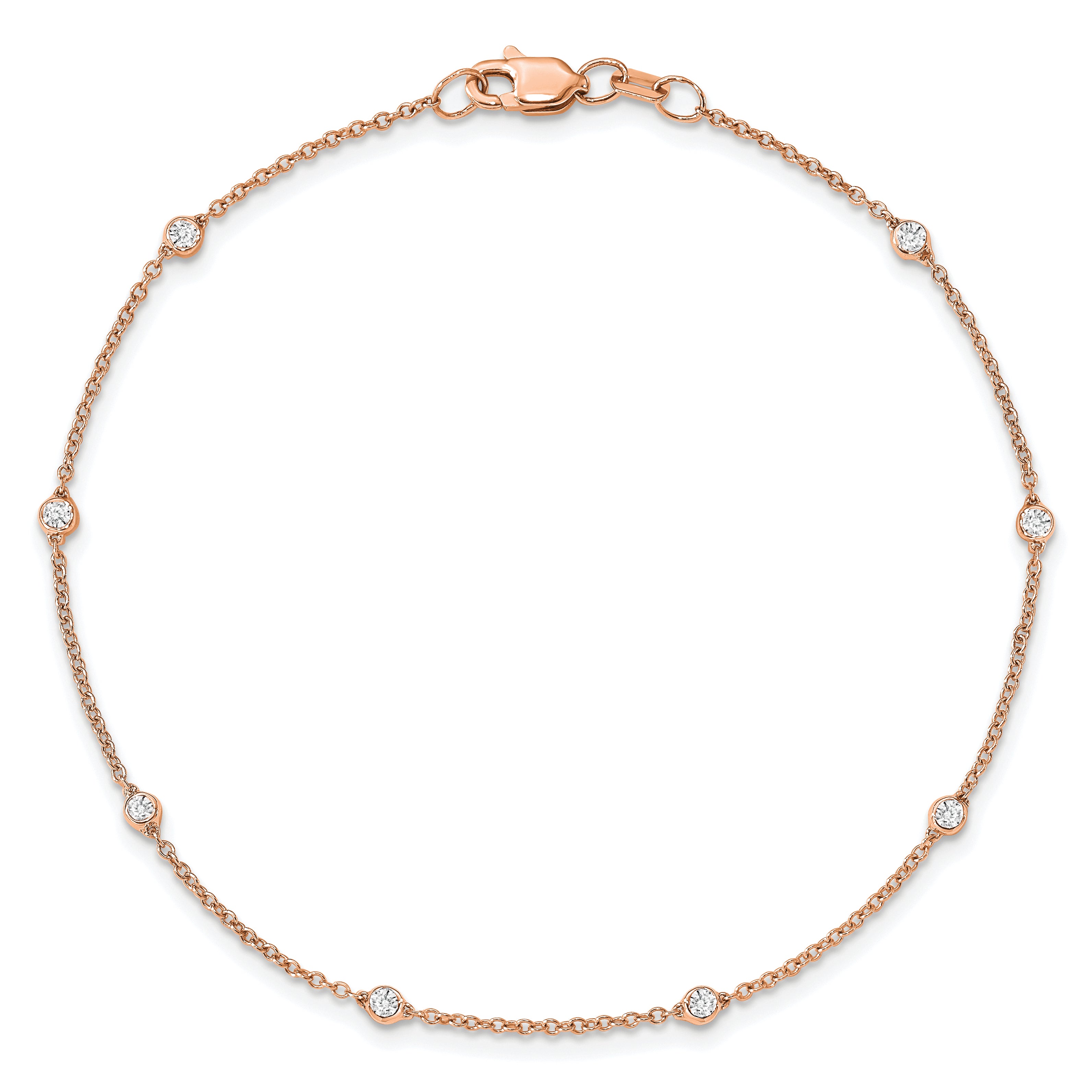 14K Rose Gold True Origin 1/6 Carat Lab Grown Diamond Vs+ F+ Eight Station 8 Inch Bracelet
