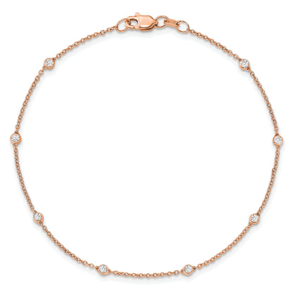 14K Rose Gold True Origin 1/6 Carat Lab Grown Diamond Vs+ F+ Eight Station 8 Inch Bracelet