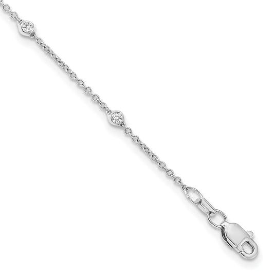 14K White Gold True Origin 1/6 Carat Lab Grown Diamond Vs+ F+ Eight Station 8 Inch Bracelet