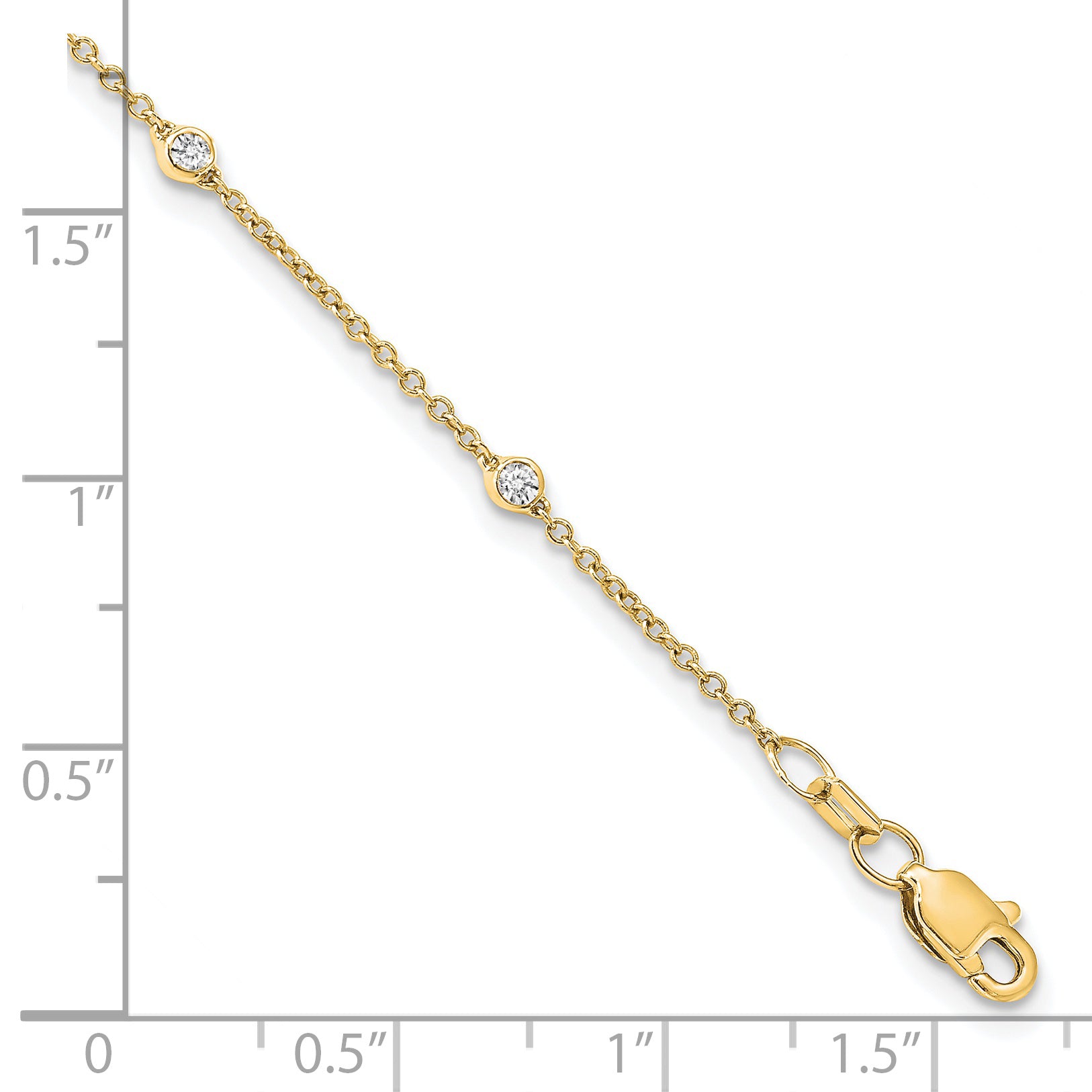 14K Yellow Gold True Origin 1/6 Carat Lab Grown Diamond Vs+ F+ Eight Station 8 Inch Bracelet