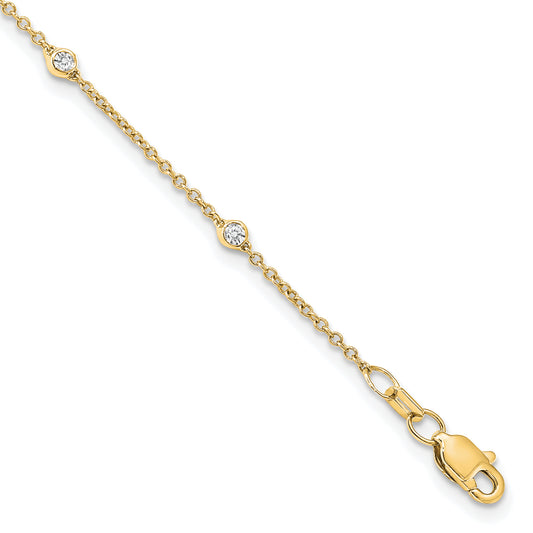14K Yellow Gold True Origin 1/6 Carat Lab Grown Diamond Vs+ F+ Eight Station 8 Inch Bracelet