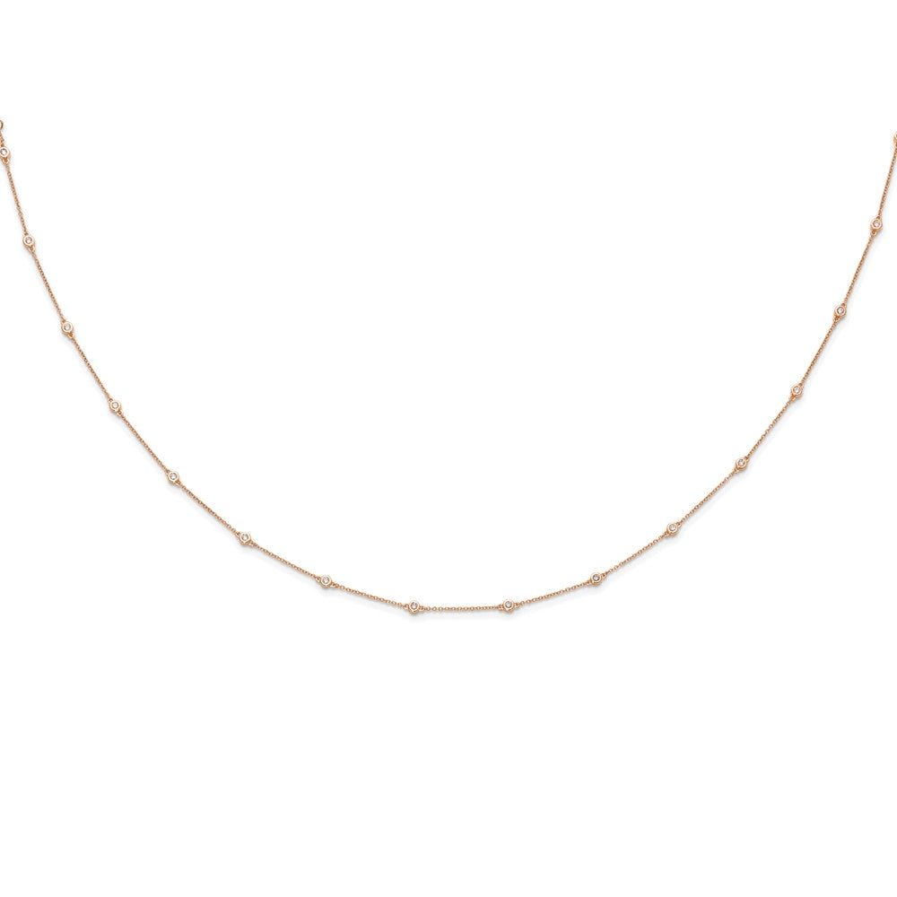 14K Rose Gold True Origin 3/8 Carat Lab Grown Diamond Vs+ F+ Sixteen Station 16 Inch Necklace