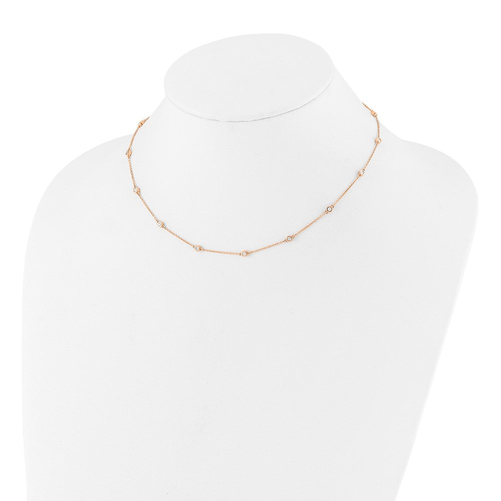 14K Rose Gold True Origin 3/8 Carat Lab Grown Diamond Vs+ F+ Sixteen Station 16 Inch Necklace