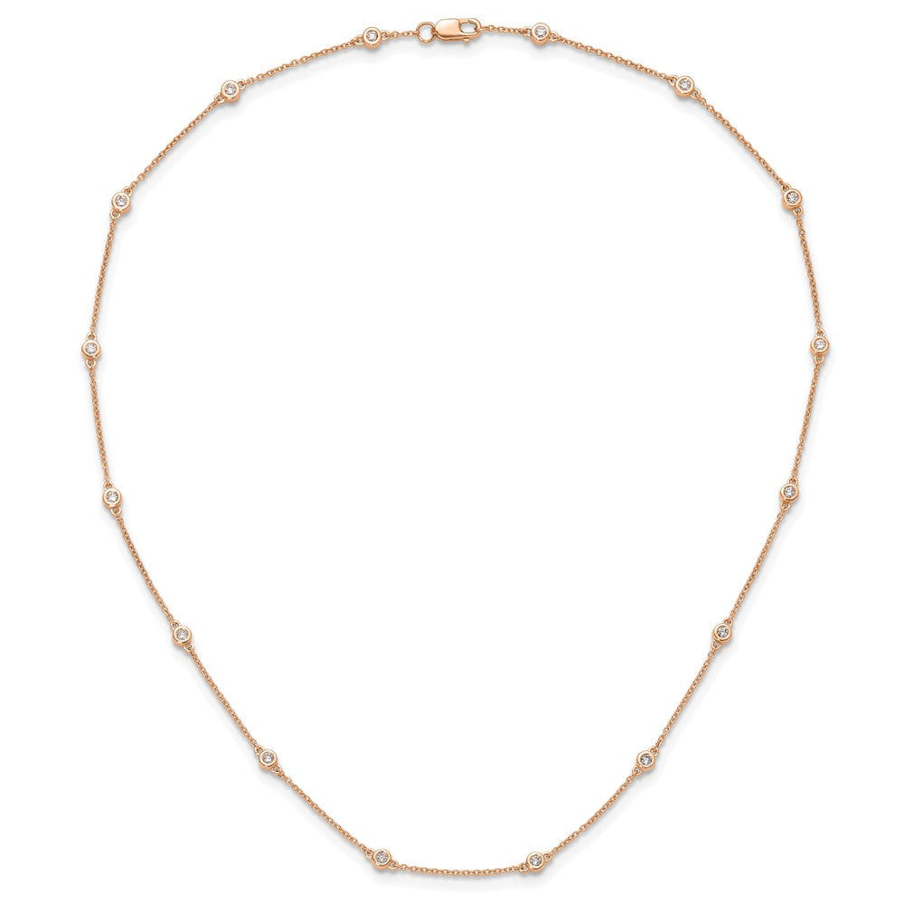 14K Rose Gold True Origin 3/8 Carat Lab Grown Diamond Vs+ F+ Sixteen Station 16 Inch Necklace