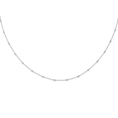 14k White Gold Real Diamond Station Cable Necklace
