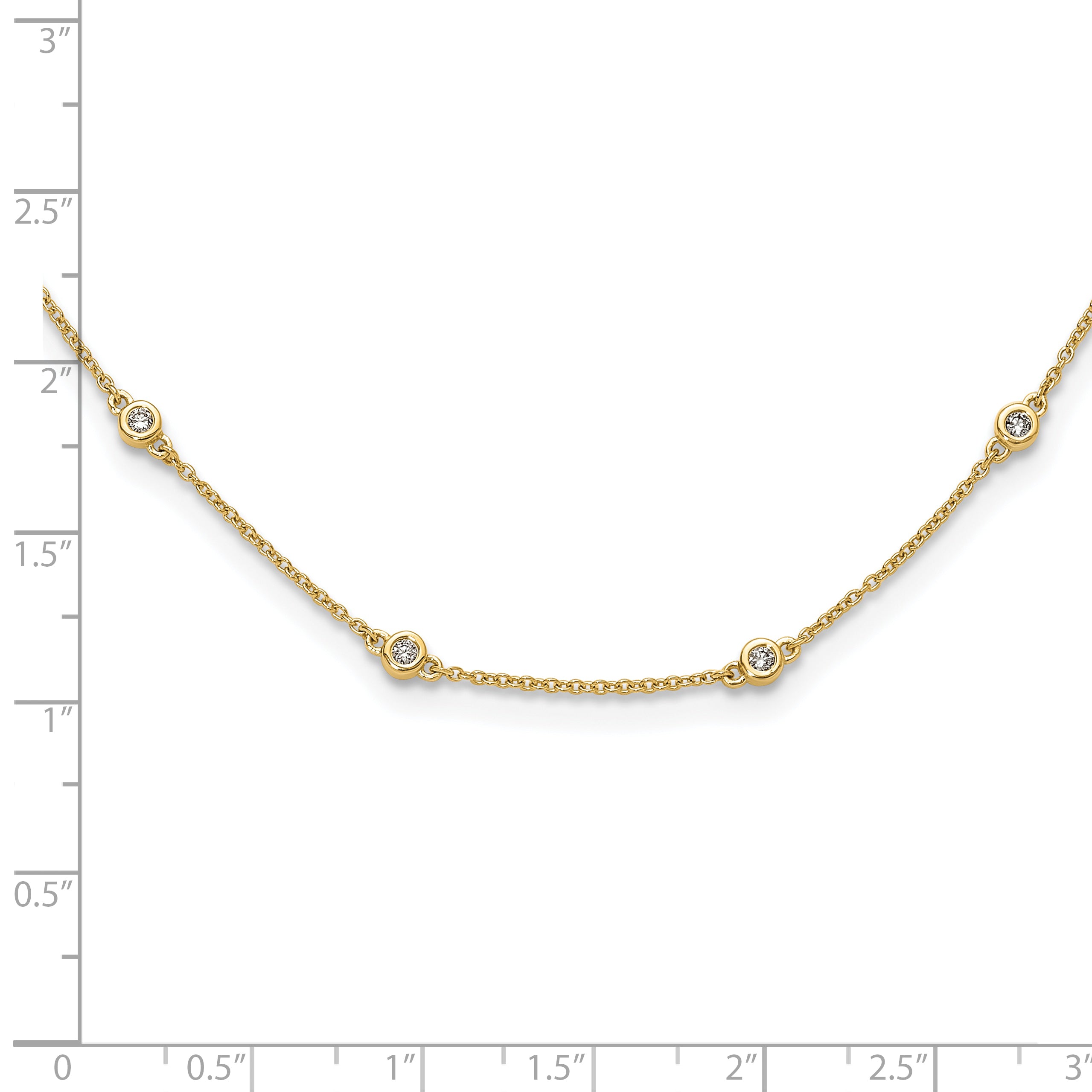 14K Yellow Gold Real Diamond Station Cable Necklace